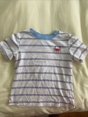 Striped Tee with Crab Graphic